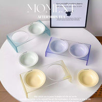 Twin Ceramic Pet Bowl with Acrylic Tall Stack