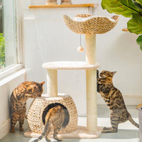 Rattan Cat Tree 98cm