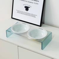 Twin Ceramic Pet Bowl with Acrylic Tall Stack