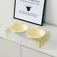 Twin Ceramic Pet Bowl with Acrylic Tall Stack