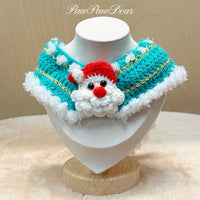 【Purrfect Handcrafts】Christmas Snowy Blue Santa Pet Bib
