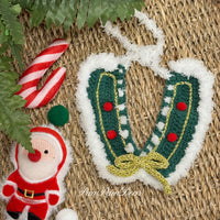 【Purrfect Handcrafts】Christmas Green Velvet Gold Bow Pet Bib
