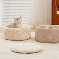 【ROOOFUFU】Convertible Cat Bed & Nest Set – Almond Milk White