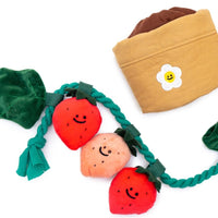 Cute Strawberry Planter Set – Hidden Treat Squeaky Tug Toy for Pets