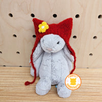 【Purrfect Handcrafts】Pixie Sprout Hat - Red with Flower
