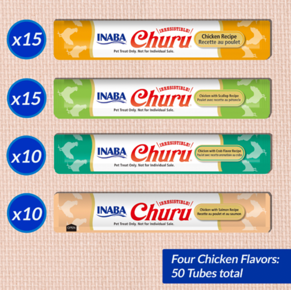 【INABA】Churu Chicken & Seafood Variety 50 Tubes