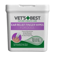 【Vet's Best】Ear Relief Finger Wipes for Dogs & Cats - 50 Wipes