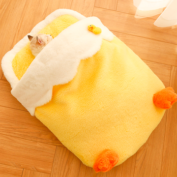 Cute Duck Fur Pocket Pet Bed