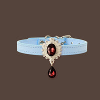 【Mori Cat】Luxury Cat Collar with Interchangeable Gem Charms-Blue