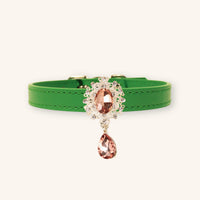 【Mori Cat】Luxury Cat Collar with Interchangeable Gem Charms-Green