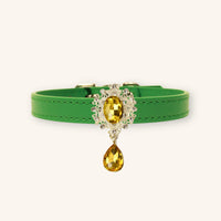 【Mori Cat】Luxury Cat Collar with Interchangeable Gem Charms-Green