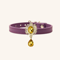 【Mori Cat】Luxury Cat Collar with Interchangeable Gem Charms-Purple