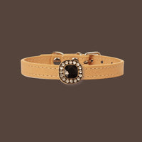 【Mori Cat】Luxury Cat Collar with Interchangeable Gem Charms-Beige