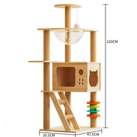 Cozy Wooden With Spinning Toy Cat Tree 120cm