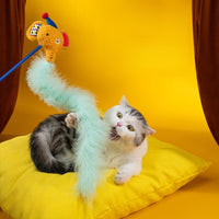 【PETSVILLE】PawSwing Cat Teaser Wand – Interactive Feather & Bell Toy for Cats, Self-Play & Boredom Relief