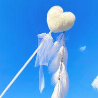 【PAWWAII】白色毛茸茸爱心羽毛逗猫棒