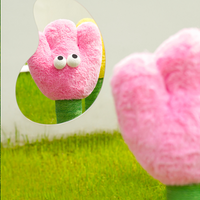 Pink Funny Face Tulip Scratchboard