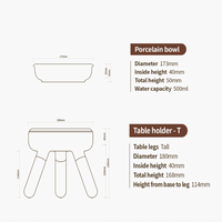 【INHERENT】Oreo Table 2系列深绿色宠物碗 - 胡桃木高架桌脚