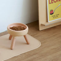 【INHERENT】Oreo Table 2系列浅褐色宠物碗 - 榉木高架桌脚