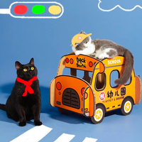 Kindergarten School Bus Cat Scratchboard
