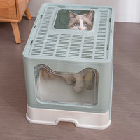 Cat Litter Box with Front Entry Top Exit