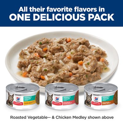 【Hills】Adult Cat Perfect Weight - Roasted Vegetable & Chicken Medley - 2.9oz