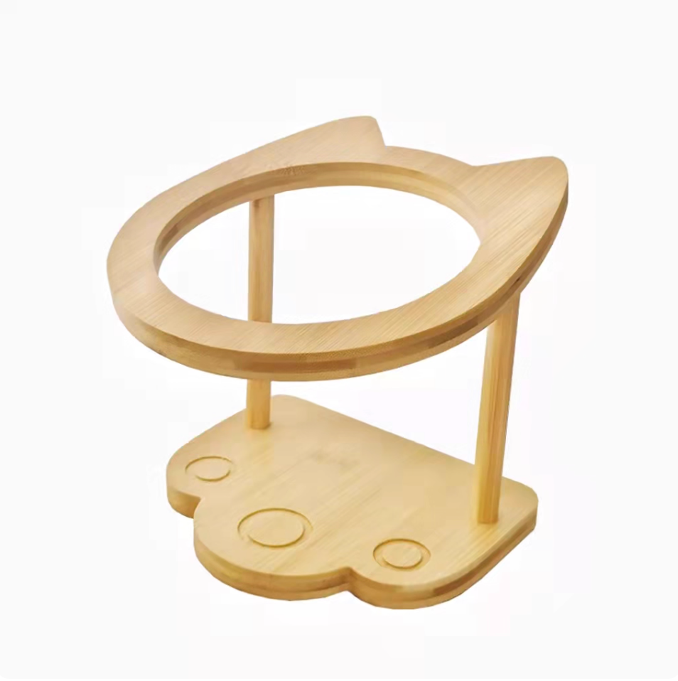 "Cat Ear" Elevated Wooden Feeding Bowl Table