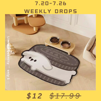 【Weekly Drops】“Grey Puppy" Waterproof PVC Leather Pet Feeding Mat