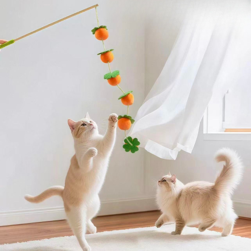 硕果累累长杆带铃铛逗猫棒