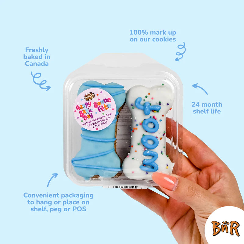 【Bosco and Roxy‘s BNR】Prepackaged 4pk Woof It Up Bones | Birthday