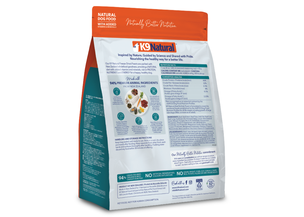 【K9 Natural】Dog - Freeze-Dried Food - Hoki & Beef