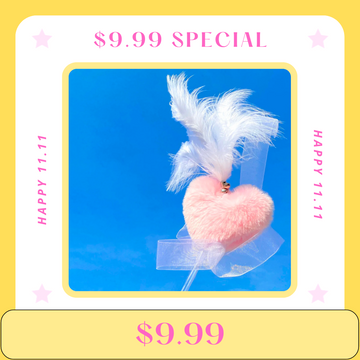 【Flash Sale】PAWWAII Pink Furry Heart Fairy Cat Teaser