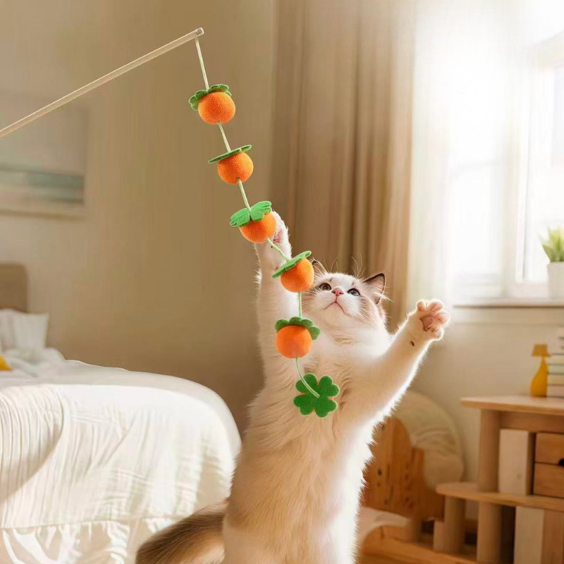 硕果累累长杆带铃铛逗猫棒