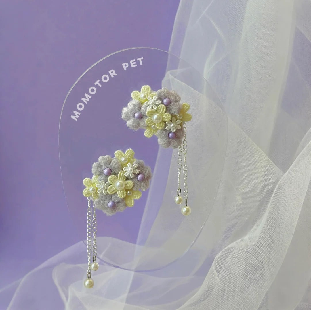 Floral Tassel Pearl Hair Clip Set