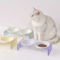 Twin Ceramic Pet Bowl with Acrylic Tall Stack