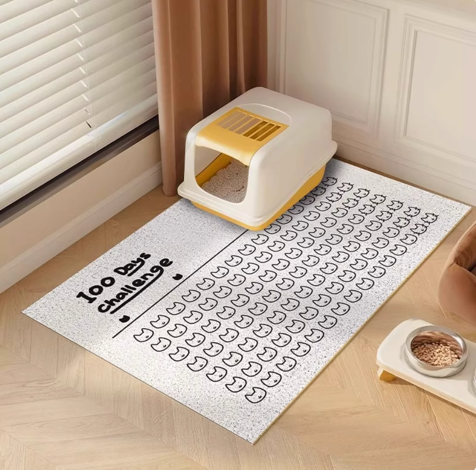 “100 Days Challenge" Non-Slip Anti Tracking Pet Litter Mat