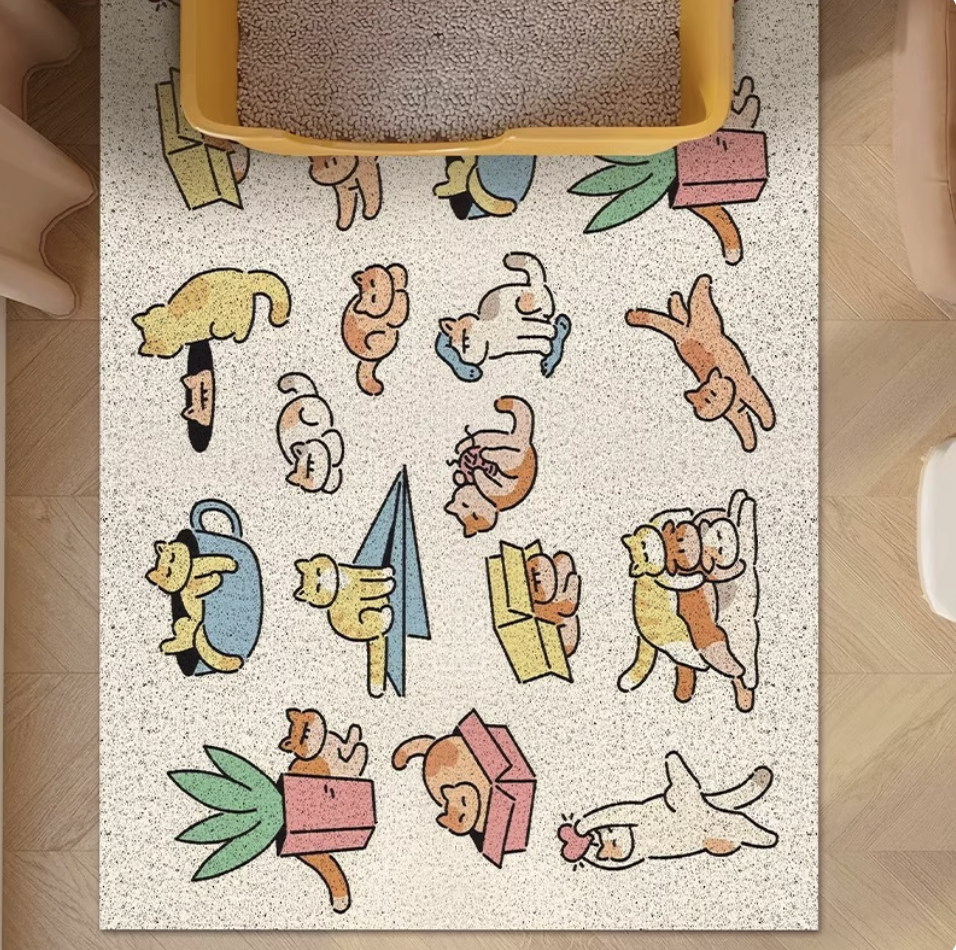 “Cat Family" Non-Slip Anti Tracking Pet Litter Mat