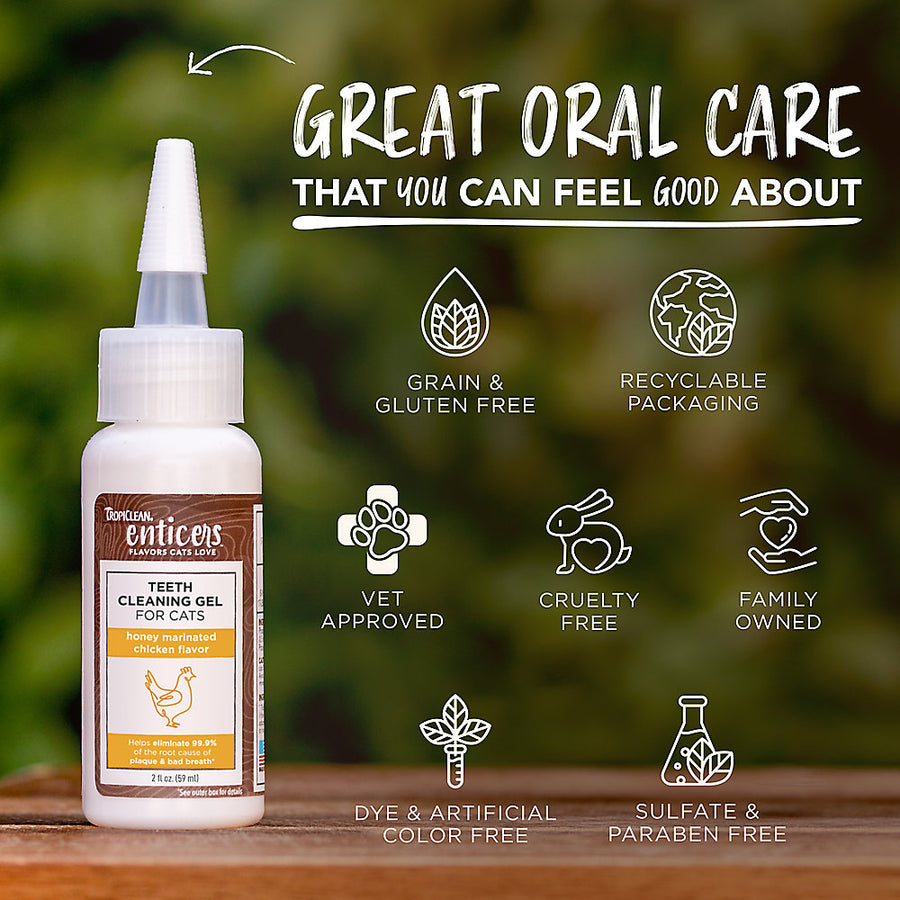 【TropiClean】Enticers Teeth Cleaning Gel for Cats - Honey Marinated Chicken Flavor