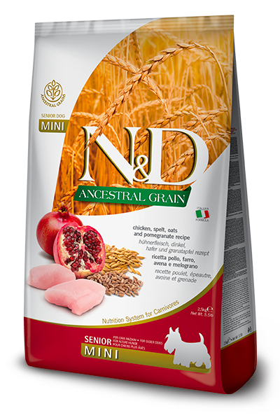 【Farmina N&D】Ancestral Grain Chicken & Pomegranate Senior Mini Dog Food 2.5kg