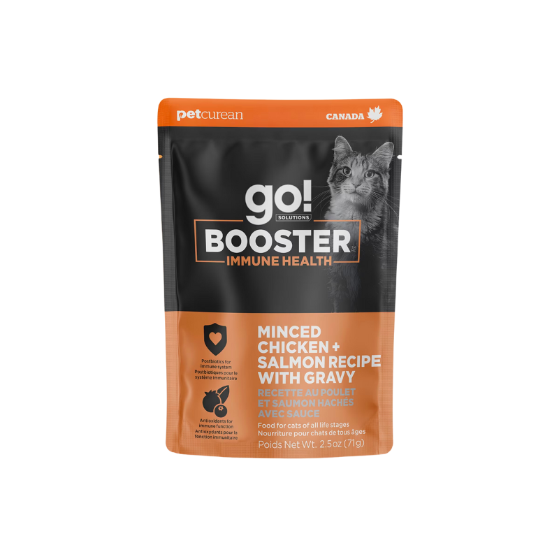 【20% OFF - CAT】NEW* GO! BOOSTER IMMUNE HEALTH - MINCED CHICKEN + SALMON WITH GRAVY BOOSTER