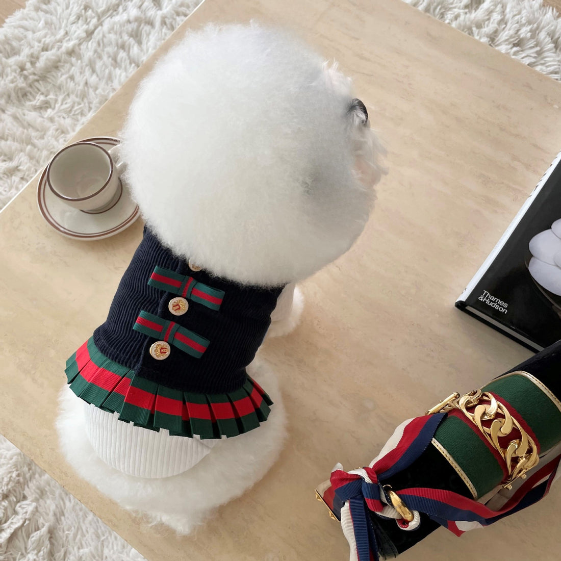 Chic Cozy Knit Bow Dress Gucci Style