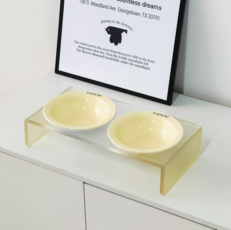 Twin Ceramic Pet Bowl with Acrylic Tall Stack