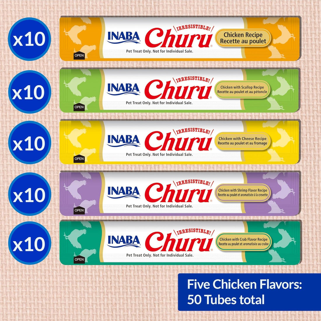 【INABA】Churu Chicken Variety - 50 Tubes