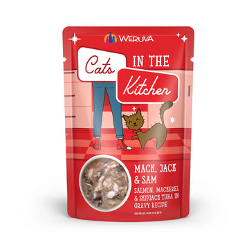 【WERUVA】Cats in the Kitchen Paté - Mack, Jack and Sam - Salmon, Mackerel & Skipjack Tuna in Gravy - 3oz