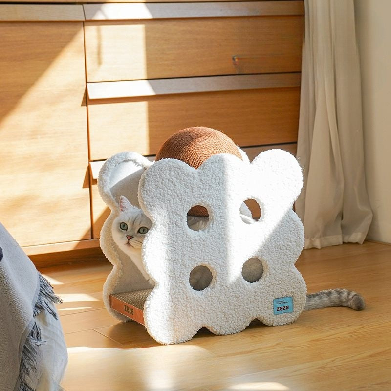 【Zeze】Cookie PawPal Scratch 'n' Nap Ball – No-Shed, No-Mess Fun!