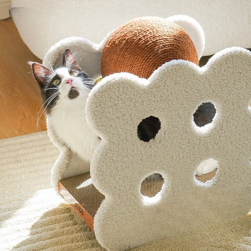 【Zeze】Cookie PawPal Scratch 'n' Nap Ball – No-Shed, No-Mess Fun!