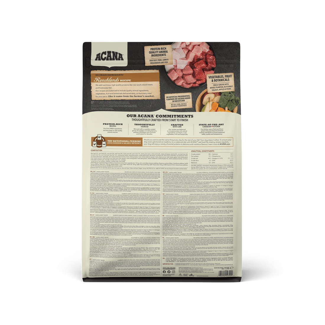 【Acana】Dog Dry Food - Highest Protein Ranchlands - 11.4kg