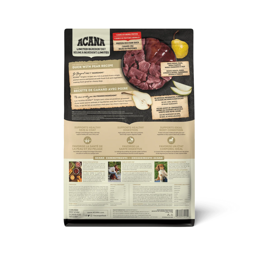 【Acana】 Dog Dry Food - Singles Duck + Pear Recipe - 1.8kg & 5.4kg