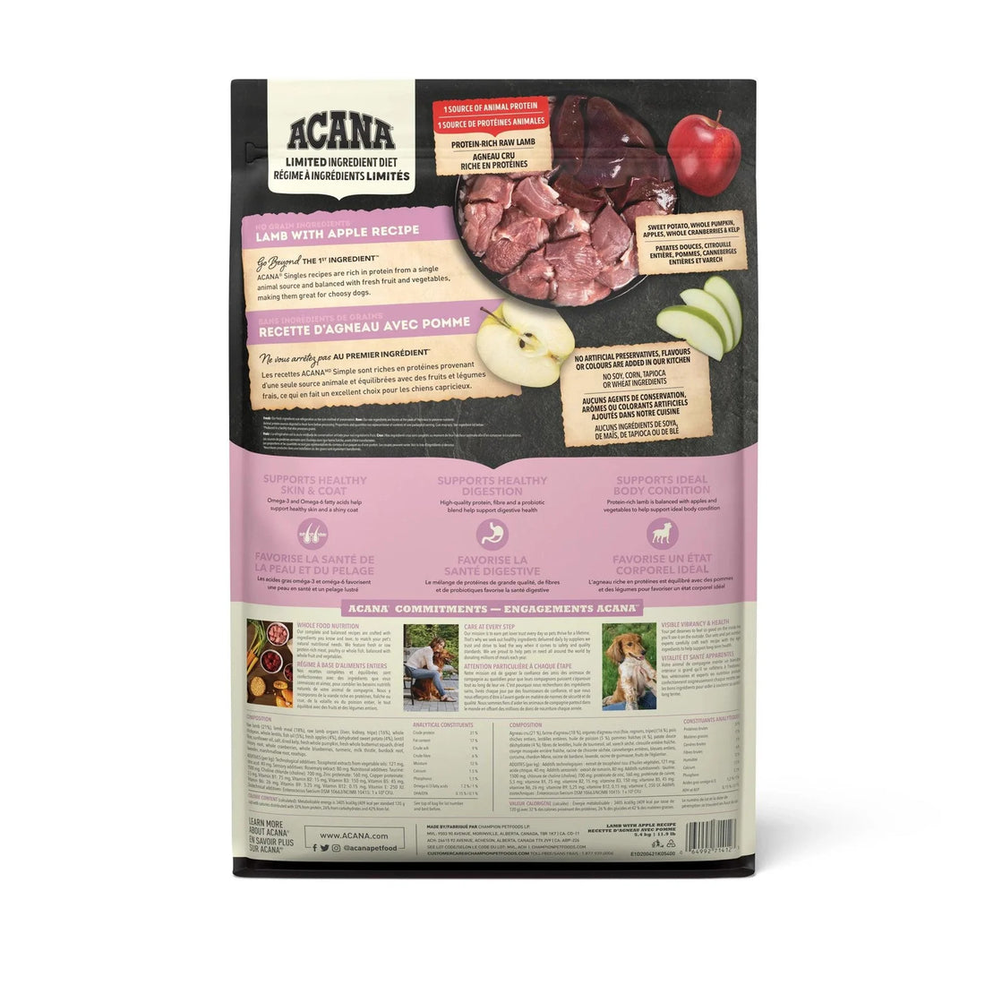 【Acana】 Dog Dry Food- Singles Lamb + Apple Recipe - 1.8kg & 5.4kg