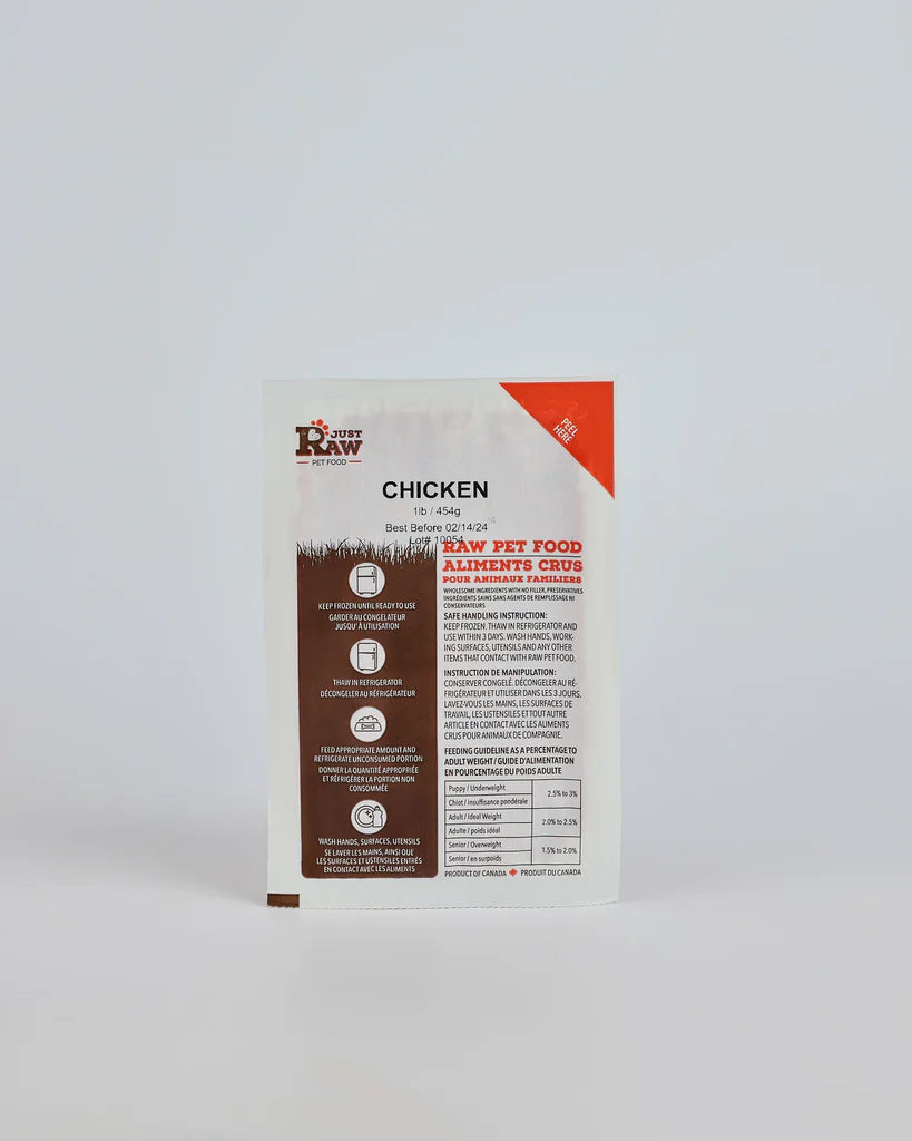 【Just Raw】Raw Cat & Dog Food - Chicken - 0.5lb / 227g